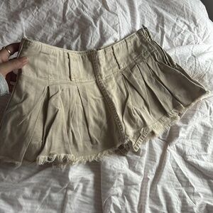 Free People Tan Pleated Mini Skirt